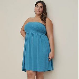 NWT Torrid mini lightweight terry smocked strapless coverup dress size 3X